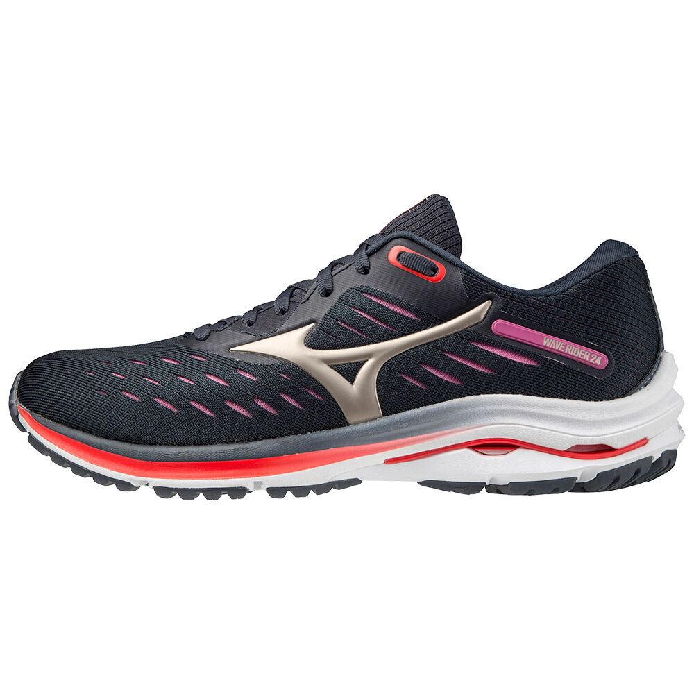 Mizuno Wave Rider 24 - Bayan Koşu Ayakkabısı - Lacivert/Altın Türkiye (OPCBWF-185)